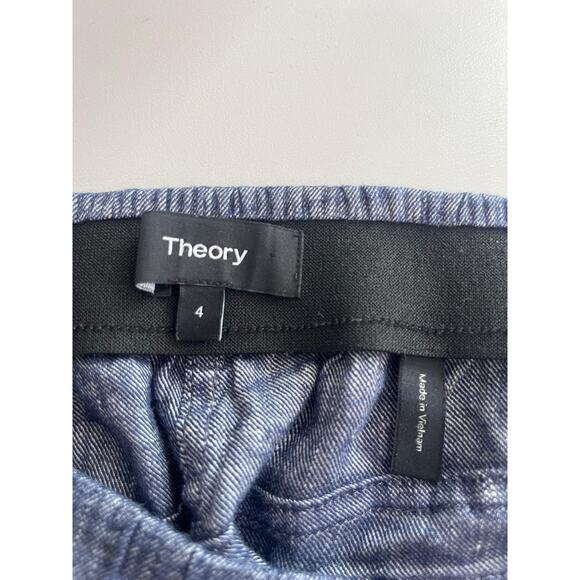 Theory Linen Blend Tapered Pants Women Size 4 Navy Blue Lightweight - Picture 3 of 6